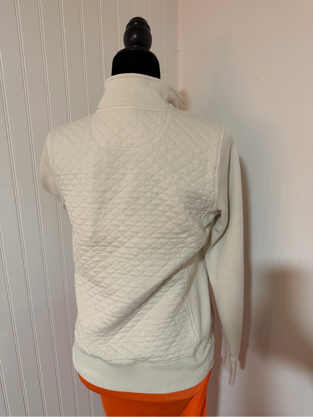 L.L.Bean Cream Quilted Quarter Zip Pullover Sweatshirt XS - Picture 6 of 7